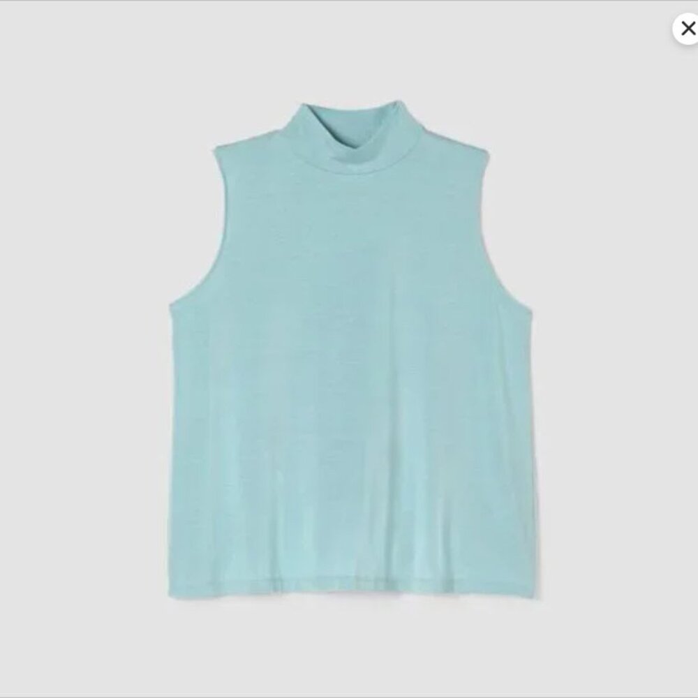 Eileen Fisher Seafoam Fine Jersey Mock Neck Tank XL